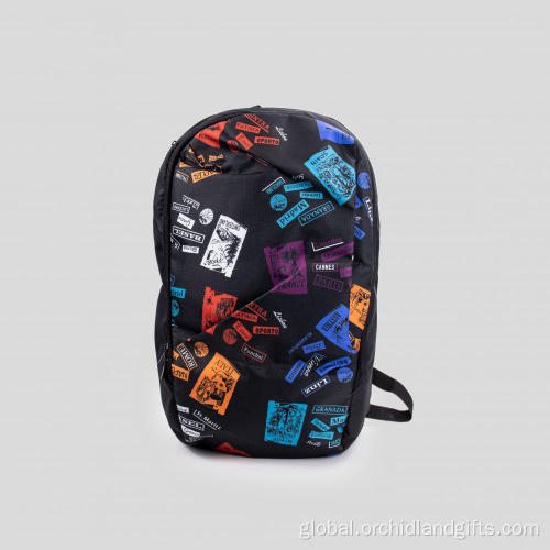 Black Printed Large Capacity Backpack